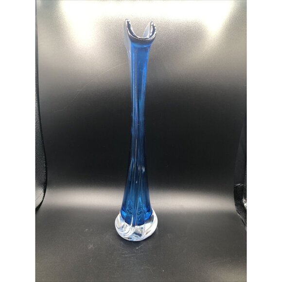 Matthew Buechner Art Glass Vase Thames St Hand Blown Tall Tulip Fan Signed 13" - Picture 3 of 11